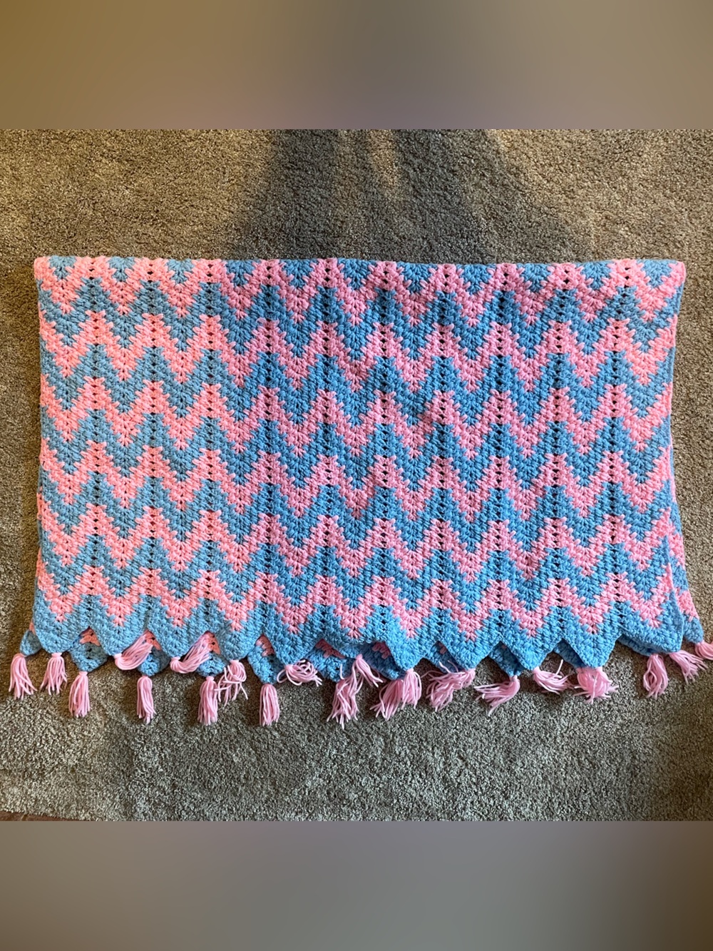 Vintage Handmade Crochet Throw - cottage core